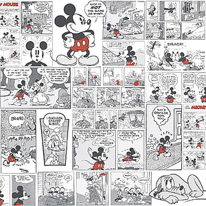 Mickey Mouse Vintage Black and White Comic Strip Collection HD phone wallpaper