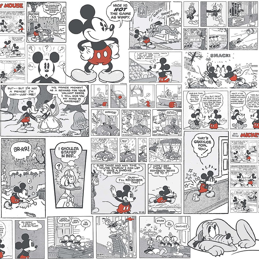 Mickey Mouse Vintage Black and White Comic Strip Collection HD phone wallpaper