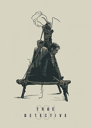 True Detective Season 1 Minimalist Poster Art Featuring Two Characters in Triangular Frame HD phone wallpaper