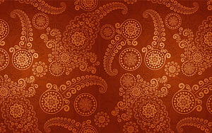 Vintage Rust Orange Paisley Floral Pattern Background HD wallpaper