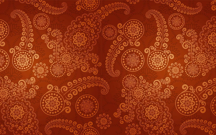 Vintage Rust Orange Paisley Floral Pattern Background HD wallpaper