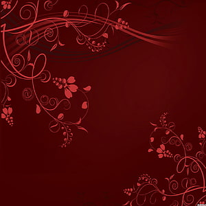 Elegant Maroon Floral Vine Pattern with Swirling Botanical Accents HD phone wallpaper