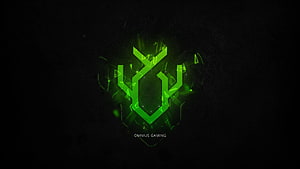 Omnius Gaming Green Neon Logo on Dark Background HD wallpaper