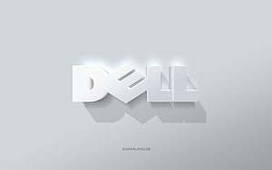 Dell 3D White Logo on Minimalist Light Gray Background HD wallpaper