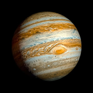 Jupiter Planet with Great Red Spot and Swirling Cloud Bands Against Deep Space HD phone wallpaper