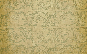 Vintage Damask Floral Pattern on Aged Gold and Sage Green Textured Background HD wallpaper