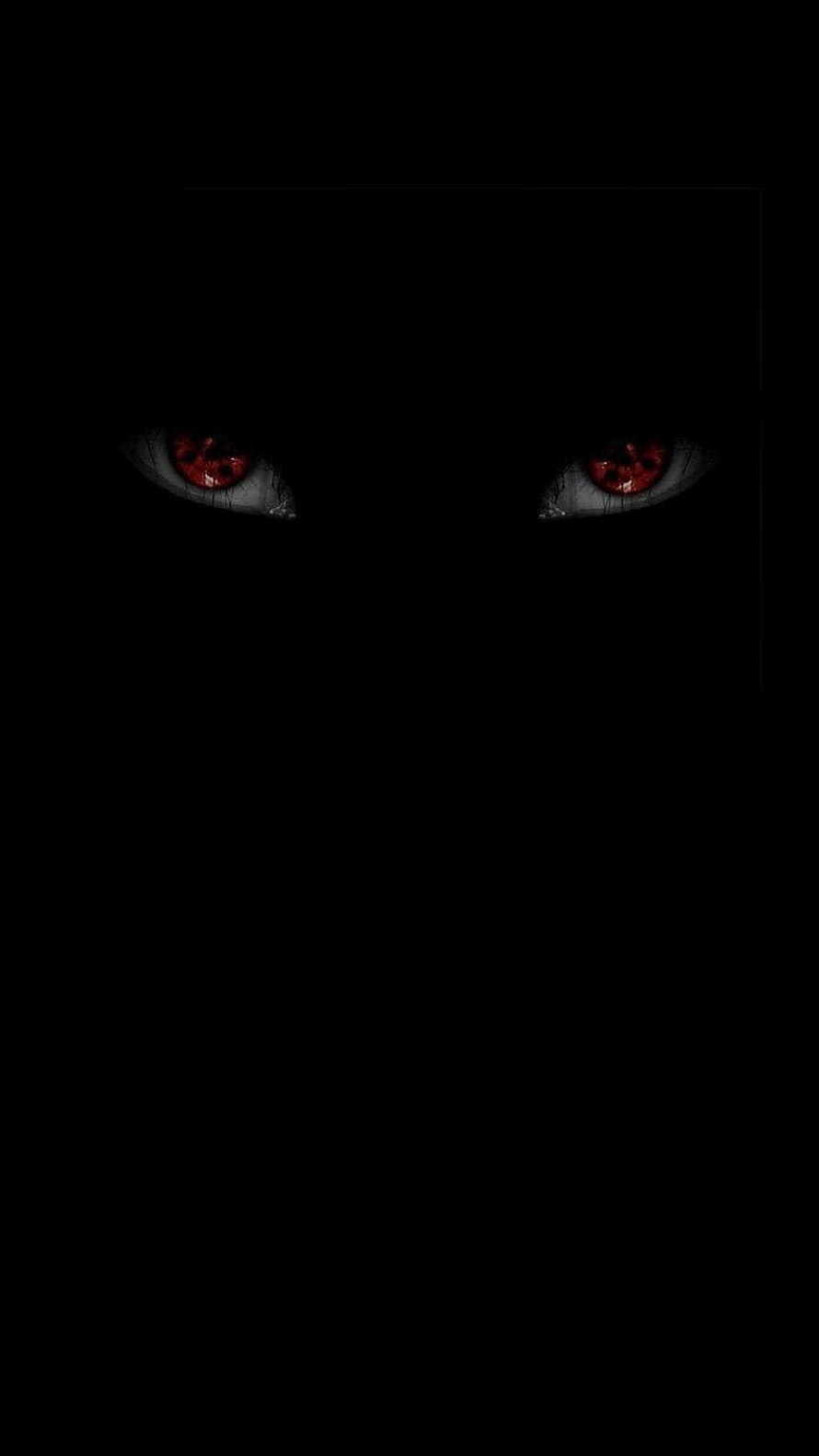 Naruto Sharingan Eyes Glowing Red in Dark Shadow HD phone wallpaper