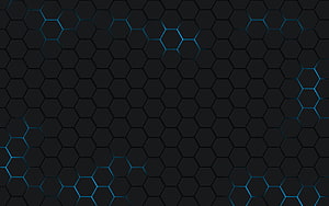 Dark Hexagonal Grid Pattern with Glowing Blue Accents for Modern Tech Backgrounds HD wallpaper