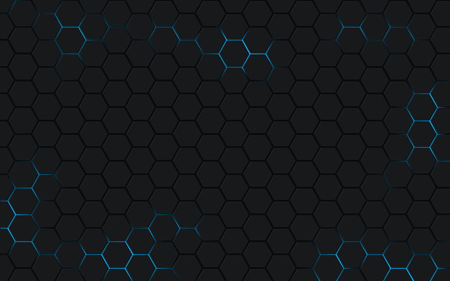 Dark Hexagonal Grid Pattern with Glowing Blue Accents for Modern Tech Backgrounds HD wallpaper