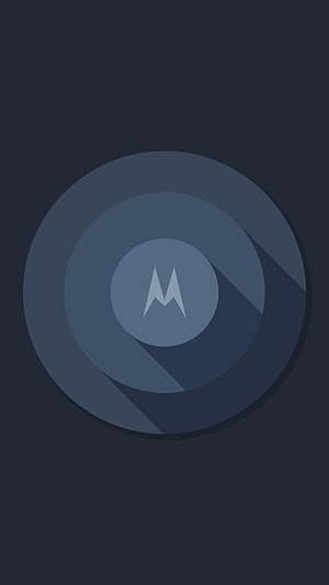 Minimalist Motorola Logo Wallpaper with Blue Concentric Circles and Long Shadow Design HD phone wallpaper