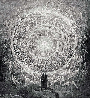 Gustave Doré Illustration of Paradiso Canto 34 Featuring Celestial Light and Angels HD phone wallpaper