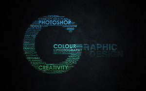 Photoshop and Graphic Design Word Cloud on Dark Textured Background HD wallpaper