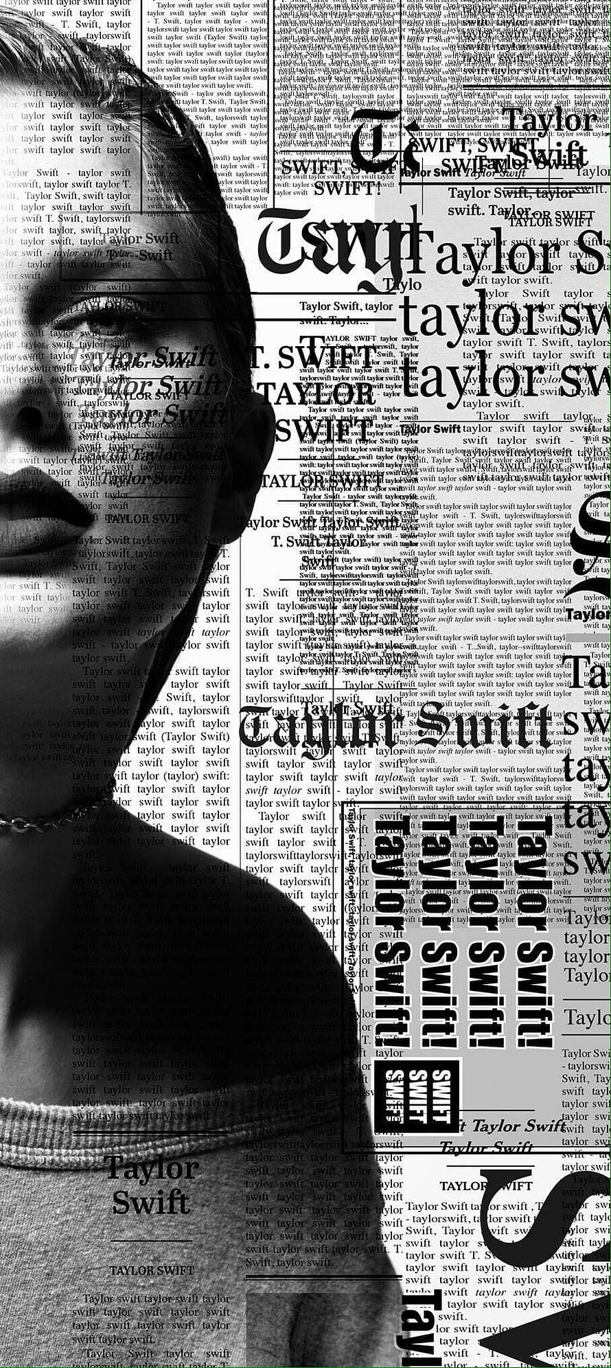 Taylor Swift Typography Art Portrait Black And White Newspaper Style HD phone wallpaper