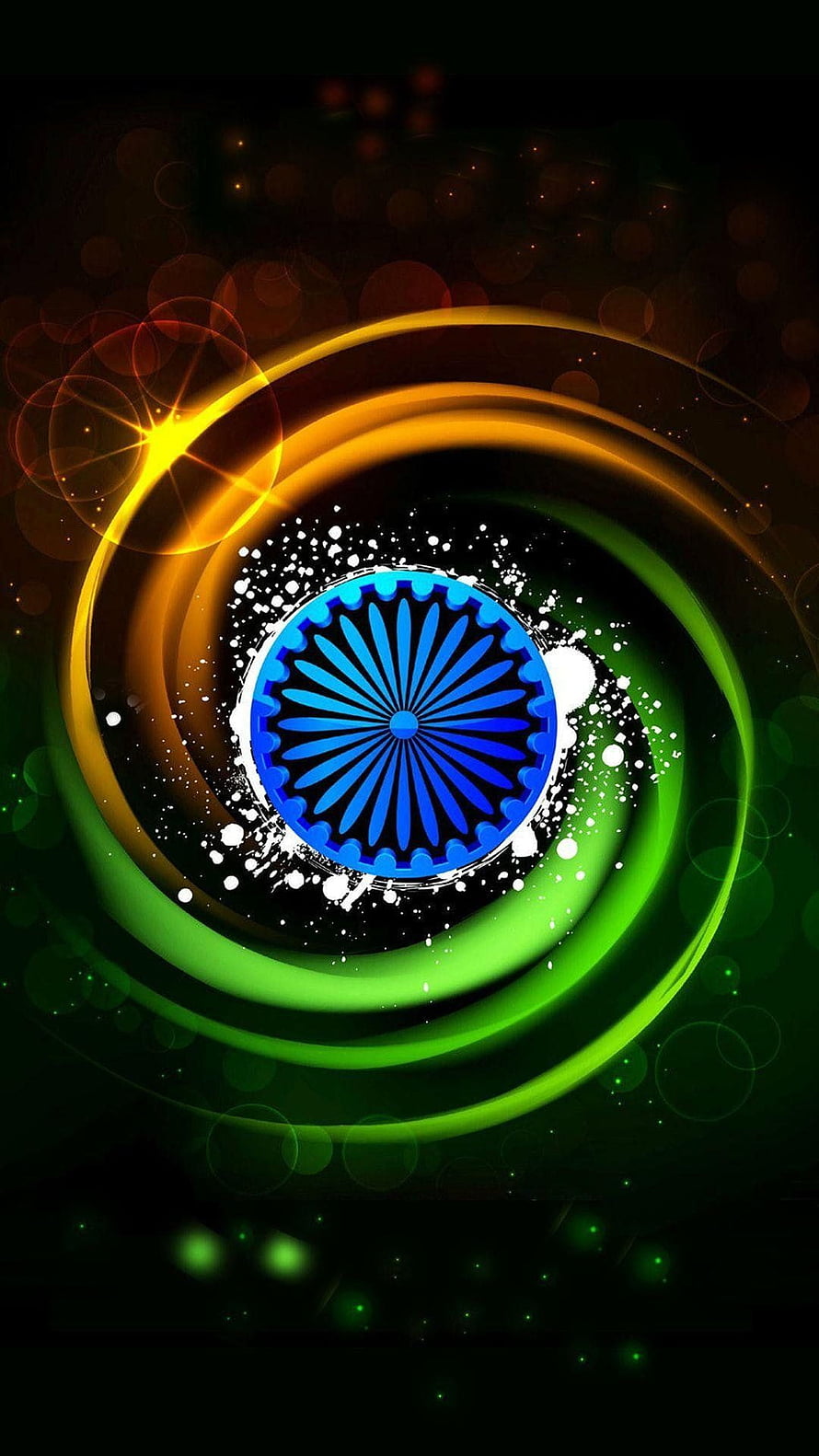Abstract Indian Flag Design With Ashoka Chakra And Swirling Colors HD phone wallpaper