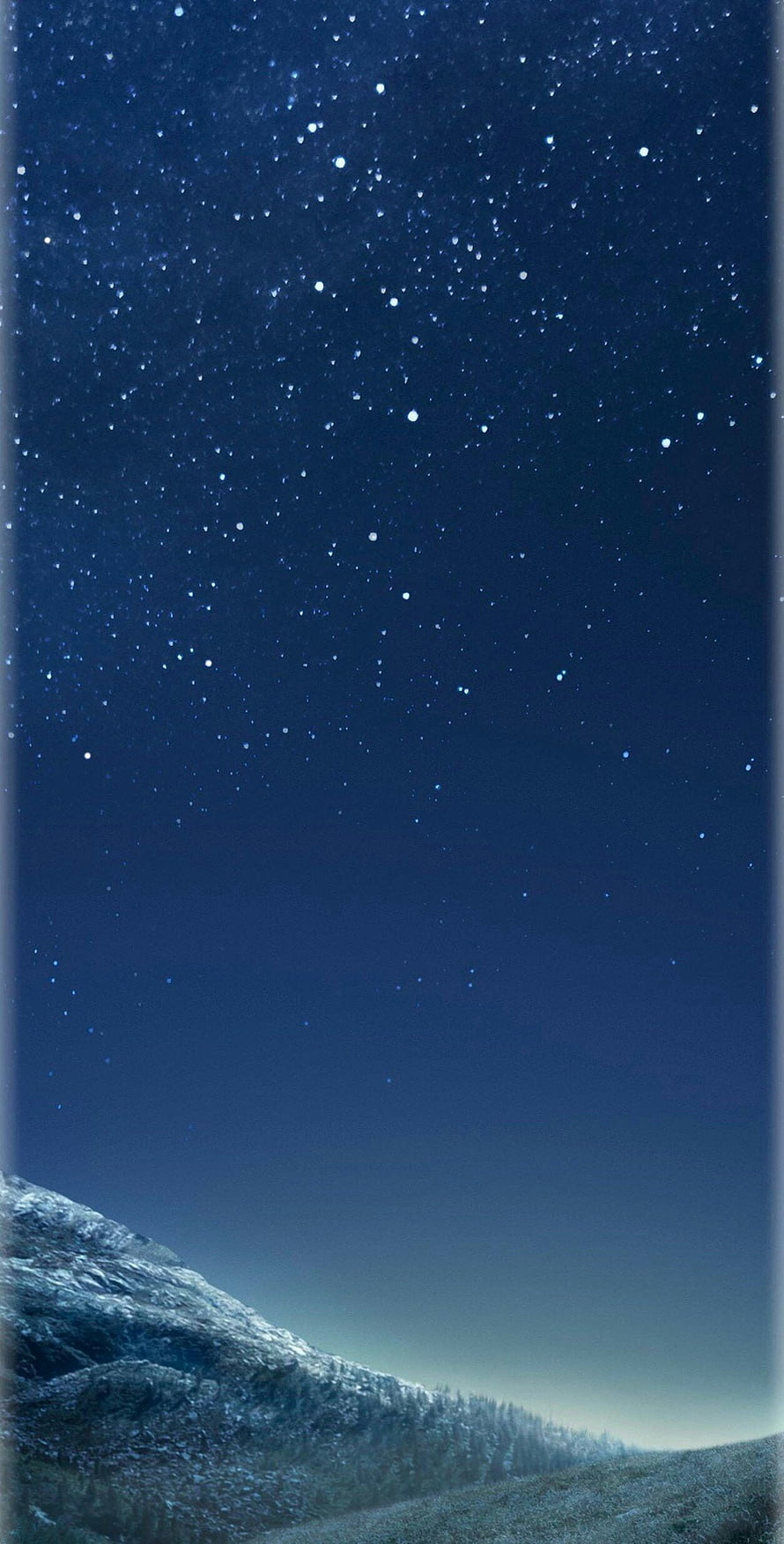 Starry Night Sky Over Snowy Mountain Ridge with Deep Blue Gradient HD phone wallpaper