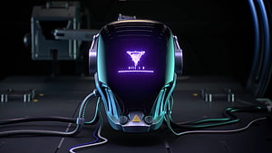 Valorant Kay O AI Agent with Glowing Purple Interface in Dark Tech Lab HD wallpaper