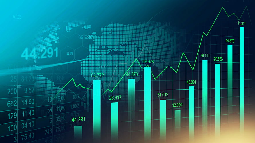 Global Financial Growth Chart With World Map Background And Rising Bar Graphs HD wallpaper