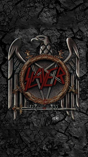Slayer band logo with eagle and swords on cracked stone background HD phone wallpaper