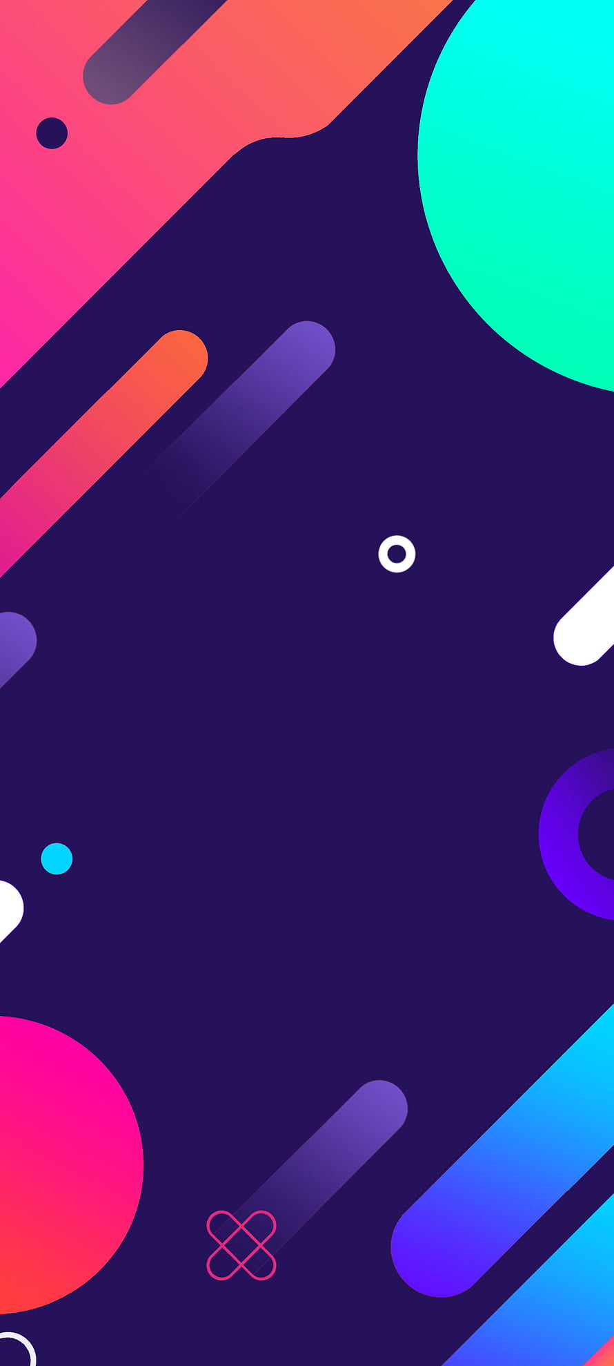 Vibrant Abstract Geometric Shapes on Dark Purple Background HD phone wallpaper
