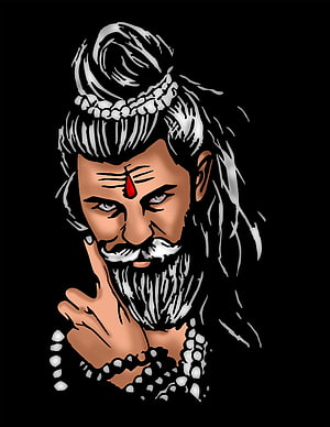 Illustration of Hindu Deity Shiva with Third Eye, Beard, and Rudraksha Beads HD phone wallpaper