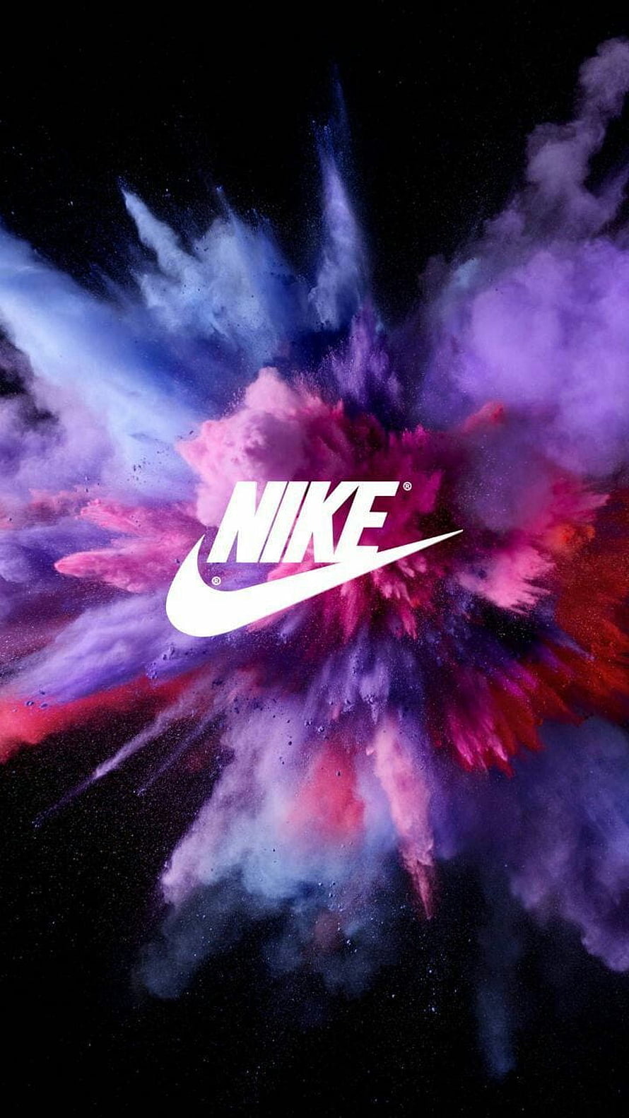 Nike Logo with Vibrant Colorful Powder Explosion on Black Background HD phone wallpaper