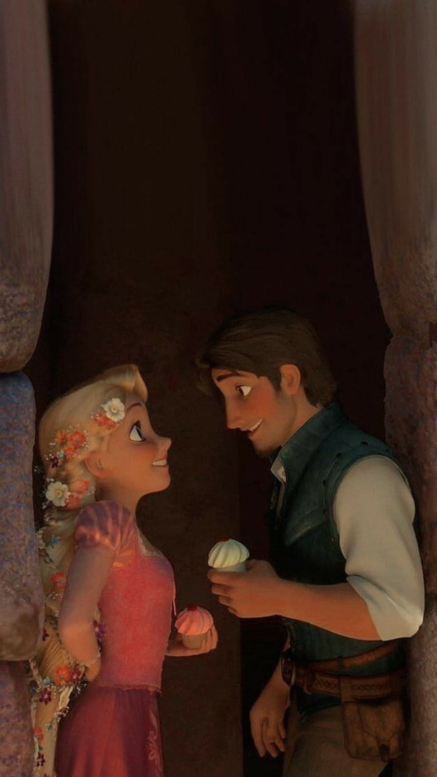 Rapunzel and Flynn Rider Sharing Cupcakes in Tangled HD phone wallpaper