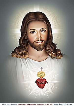 Sacred Heart of Jesus Portrait with Divine Light Rays and Cross Symbol HD phone wallpaper
