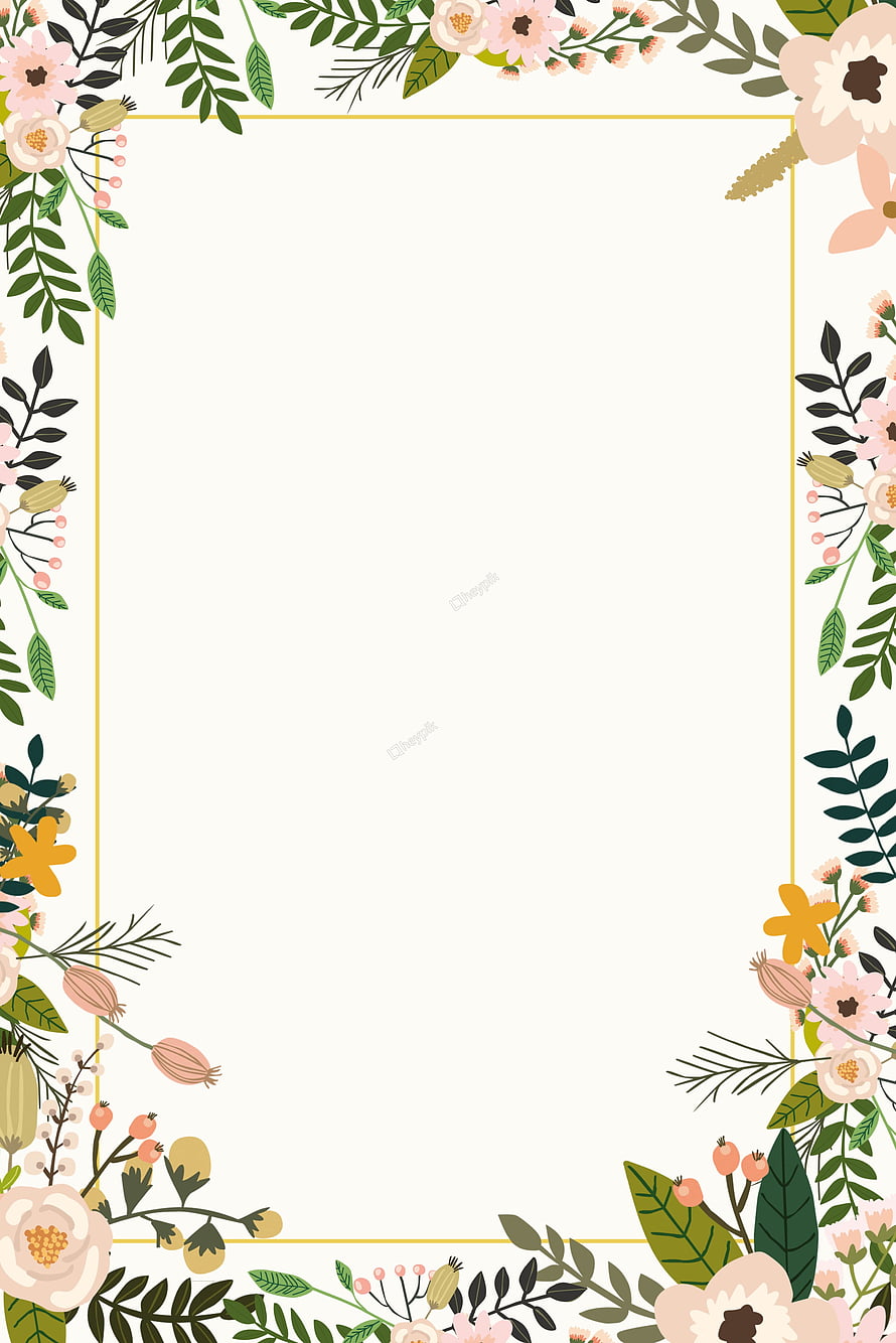 Elegant Floral Border Frame with Soft Pink and Green Botanical Illustration HD phone wallpaper