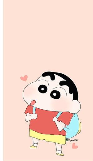 Cute Shin-chan Anime Character Wallpaper with Pink Background HD phone wallpaper