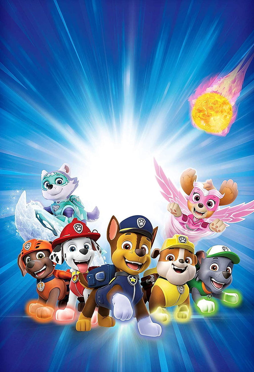 Paw Patrol Team Action Poster with Chase, Marshall, Rubble, Skye, Rocky, Zuma, Everest, and Tracker HD phone wallpaper