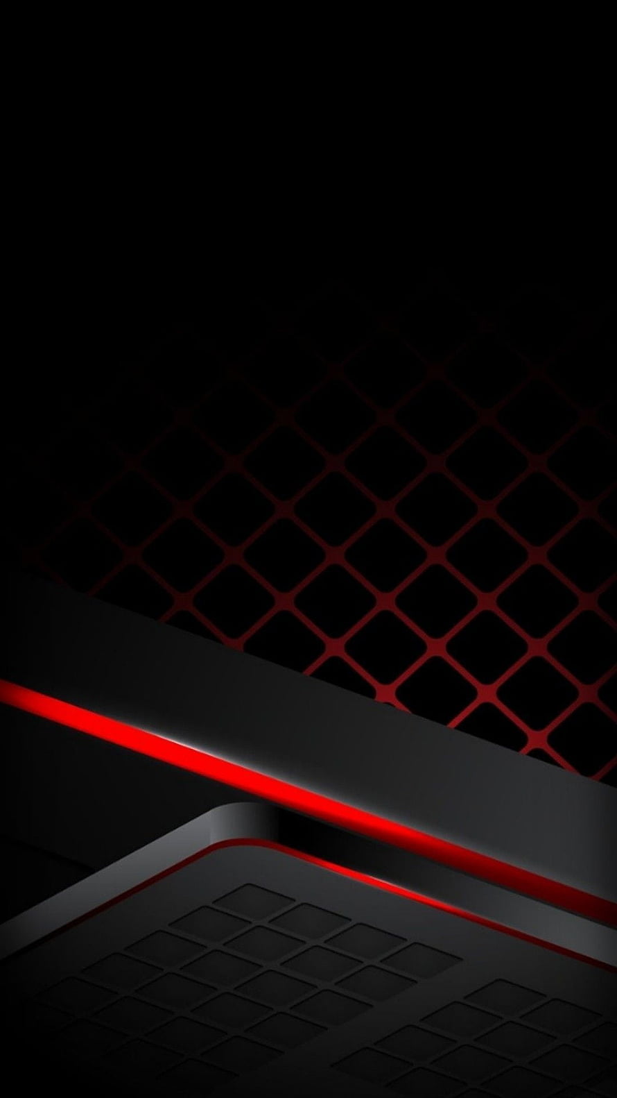 Sleek Black Laptop with Red LED Accent and Diamond Grid Pattern HD phone wallpaper