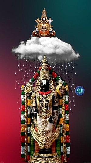 Lord Ayyappa Statue Under Rain Cloud With Divine Deity Above HD phone wallpaper