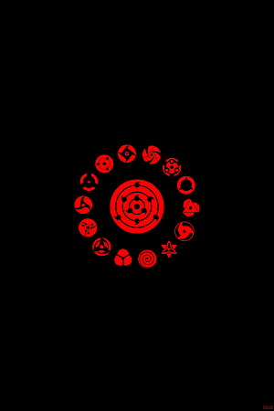 Naruto Sharingan and Mangekyo Sharingan Eye Symbols Collection Red on Black, Logo, minimal, Naruto HD phone wallpaper