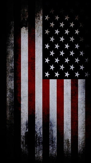 Dark Grunge American Flag with Weathered Texture and Faded Stars HD phone wallpaper