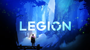 Legion TV Series Wallpaper Featuring Character Silhouette in Mystical Blue Forest HD wallpaper