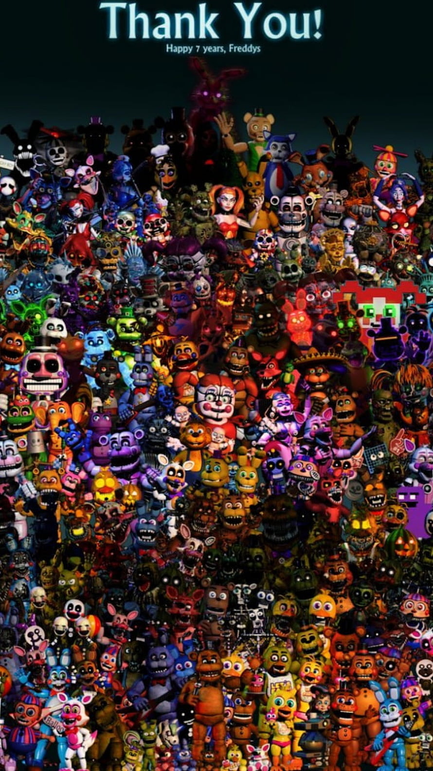 Five Nights at Freddy's All Characters Anniversary Celebration Group Portrait HD phone wallpaper