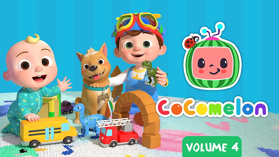 CoComelon 3D Animation Featuring Baby, Boy, and Dog Playing with Colorful Toys HD wallpaper