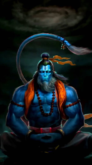 Meditating Hanuman Monkey God Digital Art Wallpaper, Hanuman Animated, Cartoon Hanuman HD phone wallpaper