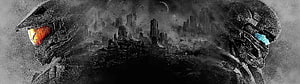 Halo Master Chief and Spartan Dual Portrait with War-Torn Cityscape HD wallpaper