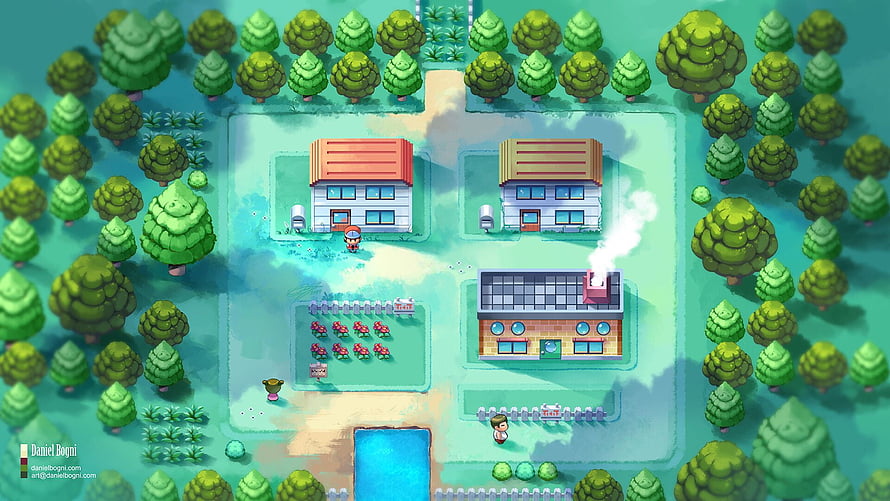 Pokémon FireRed And LeafGreen Town Map With Houses And Garden HD wallpaper