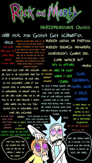 Rick and Morty Inerdimentional Quotes Poster with Rick Sanchez and Morty Smith HD phone wallpaper