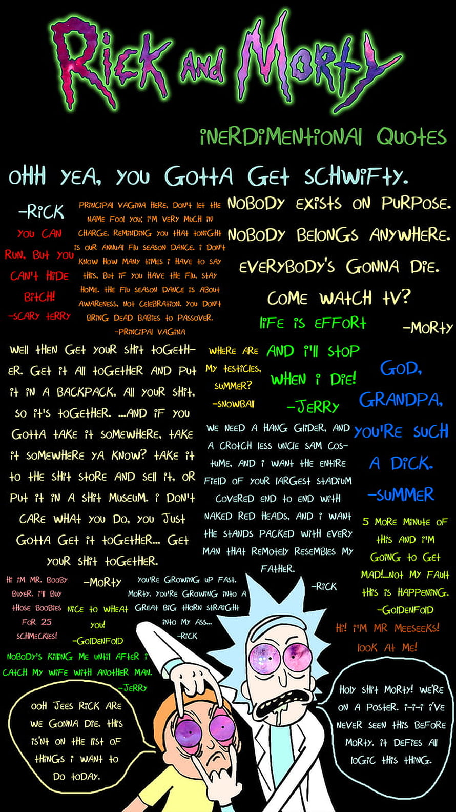 Rick and Morty Inerdimentional Quotes Poster with Rick Sanchez and Morty Smith HD phone wallpaper