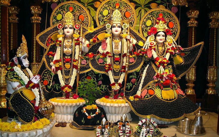 Durga Puja Idol of Goddess Durga, Lakshmi, Saraswati, and Lord Ganesha HD wallpaper