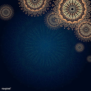 Elegant Gold Mandala Floral Pattern on Dark Blue Background, premium vector of Gold mandala on navy blue background vector. Mandala background, Poster background design, Gold mandala, Islamic Blue HD phone wallpaper