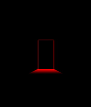 Minimalist Red Glowing Doorway in Pitch Black Darkness HD phone wallpaper