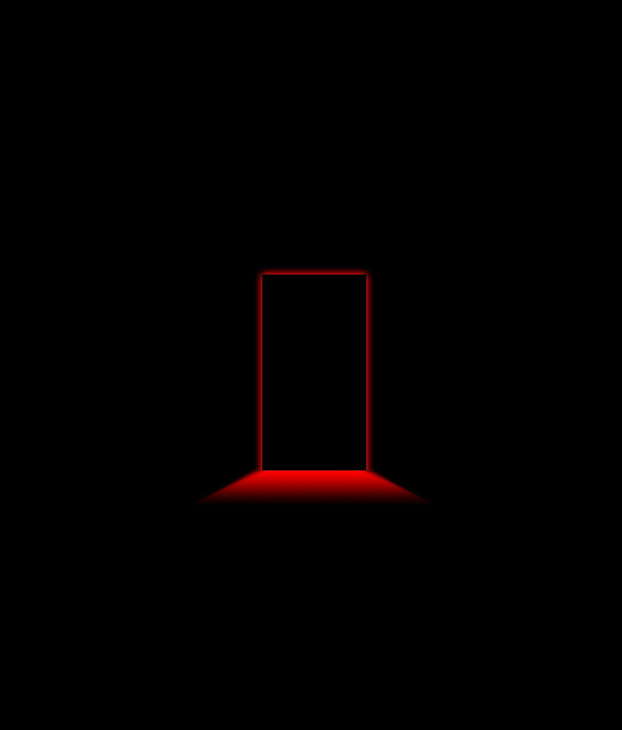 Minimalist Red Glowing Doorway in Pitch Black Darkness HD phone wallpaper