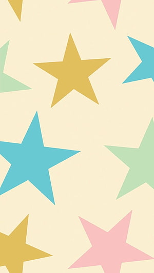 Pastel Star Pattern on Cream Background Minimalist Geometric Design HD phone wallpaper