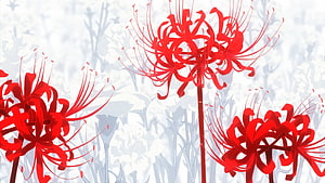 Vibrant Red Spider Lily Illustration in Tokyo Ghoul Style HD wallpaper