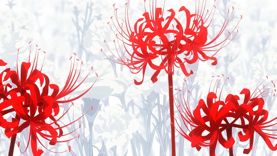Vibrant Red Spider Lily Illustration in Tokyo Ghoul Style HD wallpaper