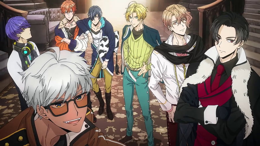 Obey Me! Anime Group Portrait of Seven Male Characters in a Luxurious Interior HD wallpaper